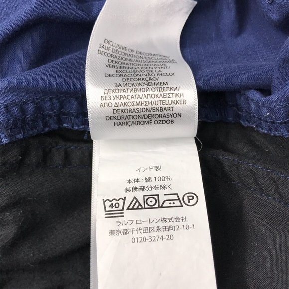 Ralph Lauren Ripstop Cargo Shorts Youth Boys 20 Blue Pony Pockets Elastic Hiking - Picture 12 of 16